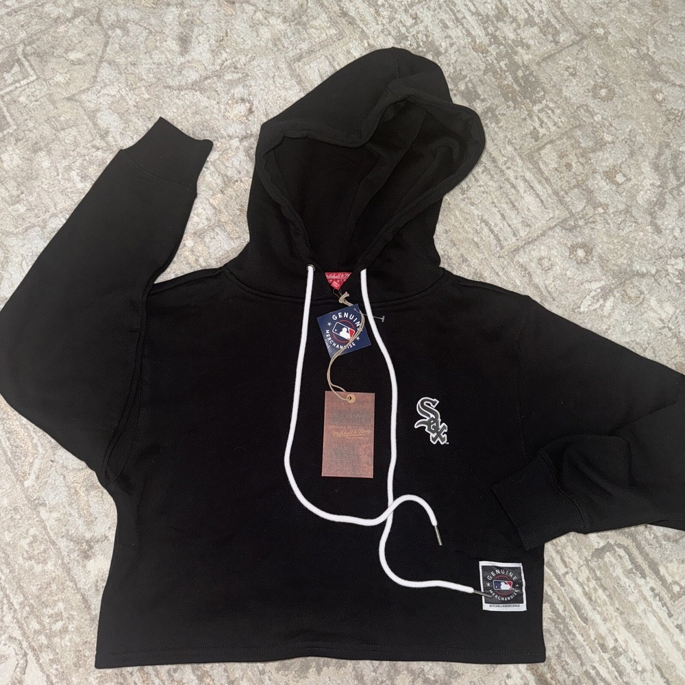 Mitchell And Ness Chicago White‎ Sox Pull Over Cropped Hoodie M Msrp$100